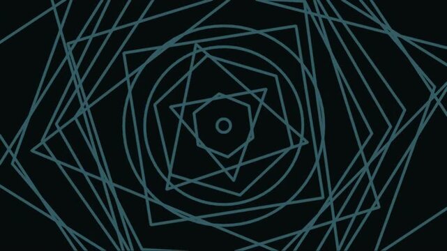 Abstract geometric lines rotating in a hypnotic digital pattern