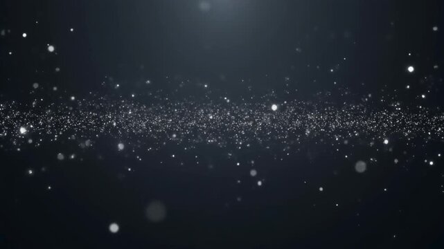 Silver particles drifting on dark abstract background