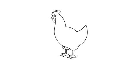 Fototapeta premium Chicken continuous line drawing vector icon for farm branding concept. Minimalist single line art chicken vector illustration for agricultural branding.