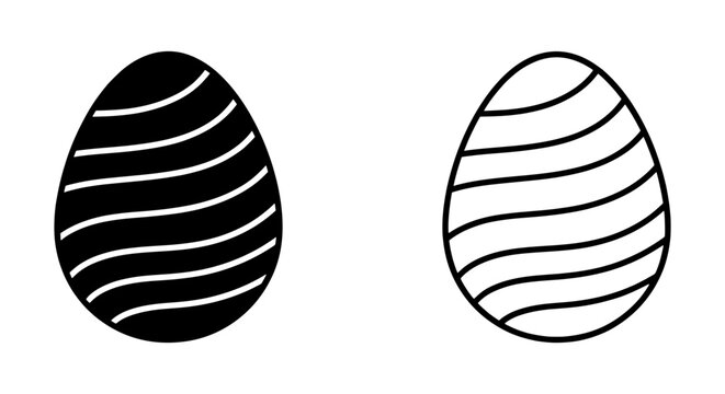 Cute Bunny Icons, Easter Rabbit Vector Graphics, Black and White Animal Symbols