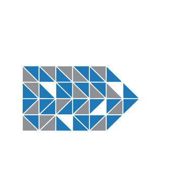 Geometric pattern of blue and gray triangles