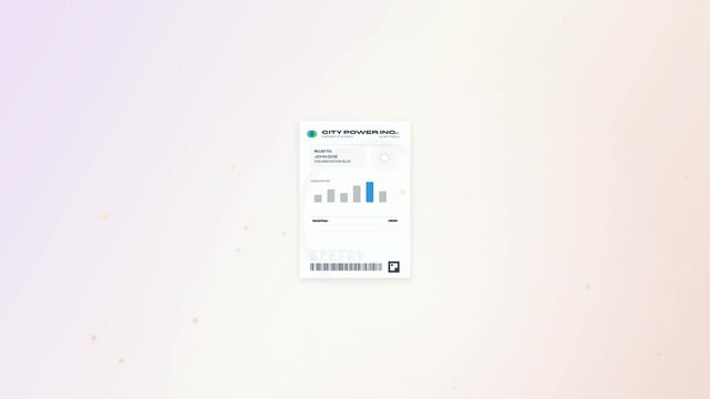 Animation of smartphone using AI optical character recognition to scan a utility bill for proof of address, extracting and verifying user data for a secure digital registration process