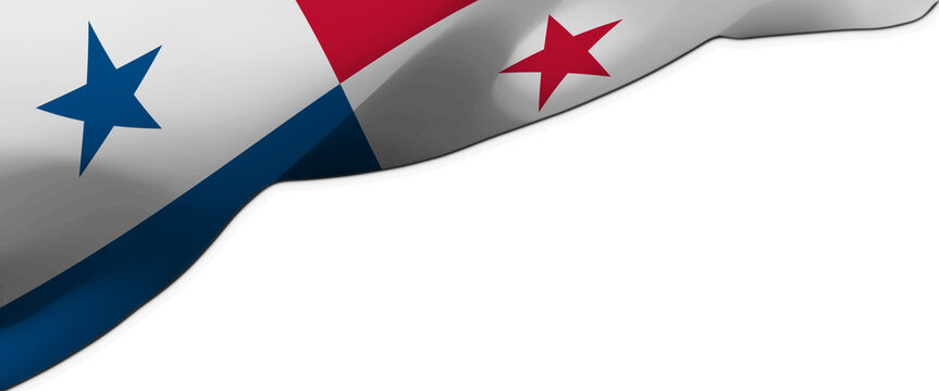 Waving Panama flag banner with copy space on white background