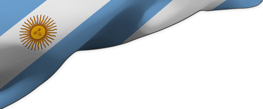 Waving Argentina flag banner with copy space on white background
