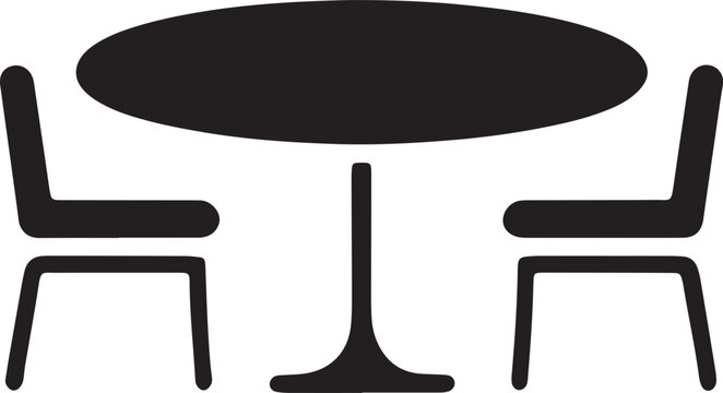 Dining table and chairs set icon representing furniture for home interior and cafe seating area