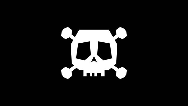 Minimalist Skull Animation With Crossing Bones For Gothic Graphic Design Projects And Spooky Halloween Party Decorative Background Visual Elements