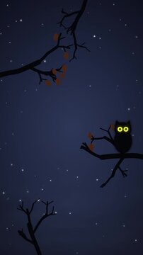 Dead Branches Frame Background with Owl for Halloween Titles