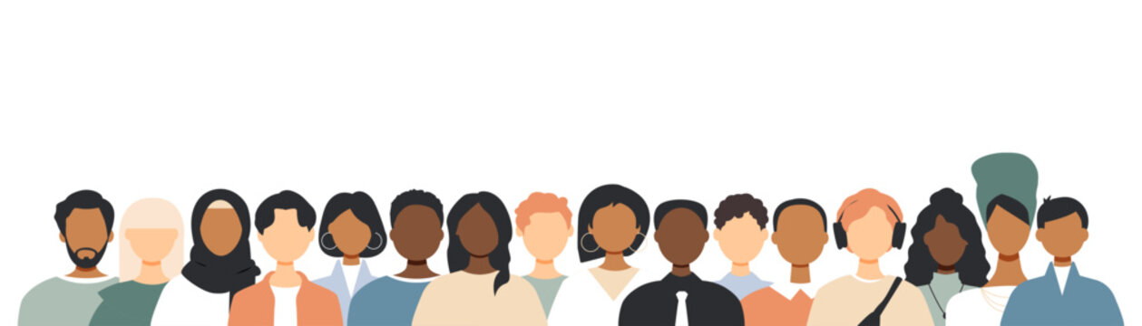 Different people stand side by side together.