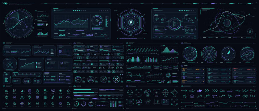Futuristic HUD mega kit blue interface elements