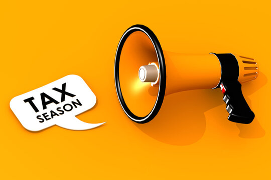 Megaphone with tax season on speak bubble
