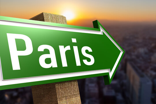 Paris word on road sign