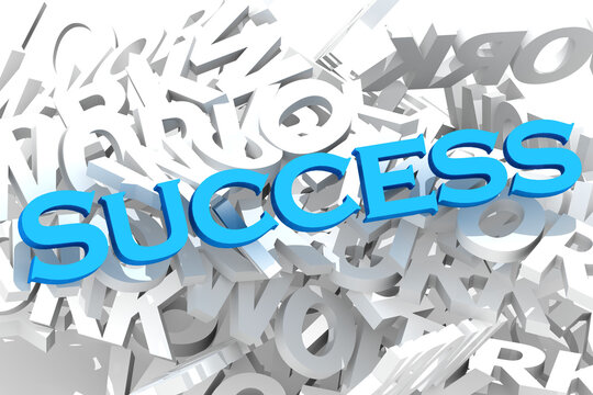 Success words on top on works