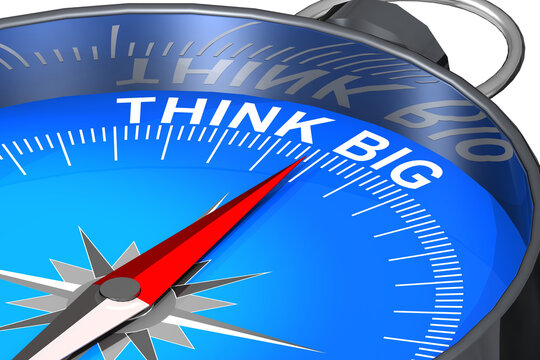 Think Big word on compass
