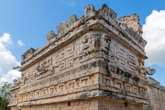 Mayan Puuc style architecture of the Church building, Chichen Itza, Mexico.