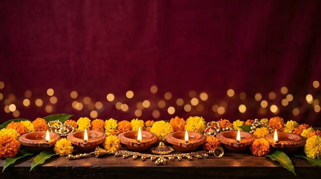 Celebrating the festival of lights a vibrant and joyful diwali scene with beautiful diyas and decorations