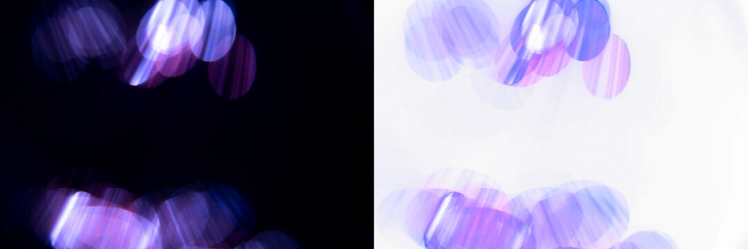 Violet and blue bokeh light circles with a transparent PNG version and a black background preview. Suits an overlay, photo manipulation and scene creator projects for a dreamy aesthetic.