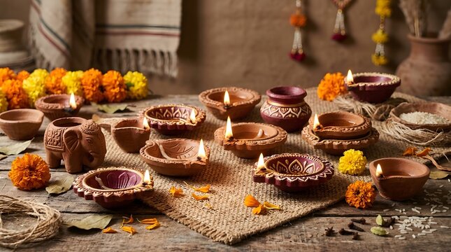Celebrating the festival of lights a warm and joyful happy diwali with family friends and traditional decorations