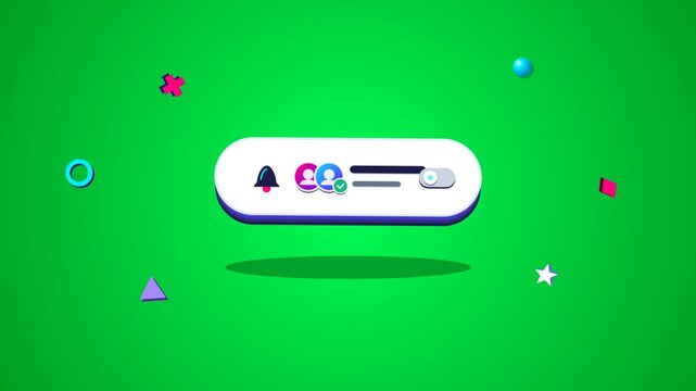 3D animated notification bar with toggle switch on green background