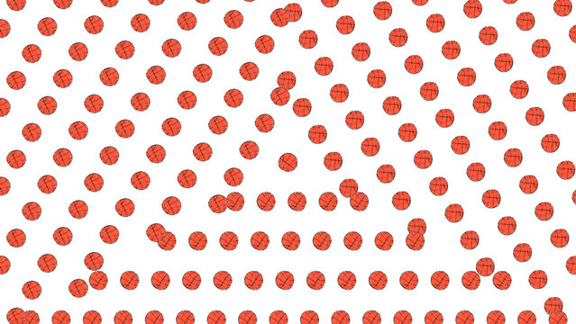 Geometric background with basketball balls arranged in concentric triangle frames on white background