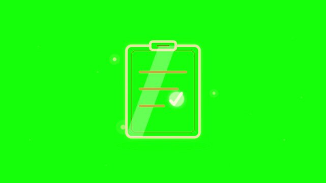 Animated clipboard with checkmark on green screen, task completion and business approval motion