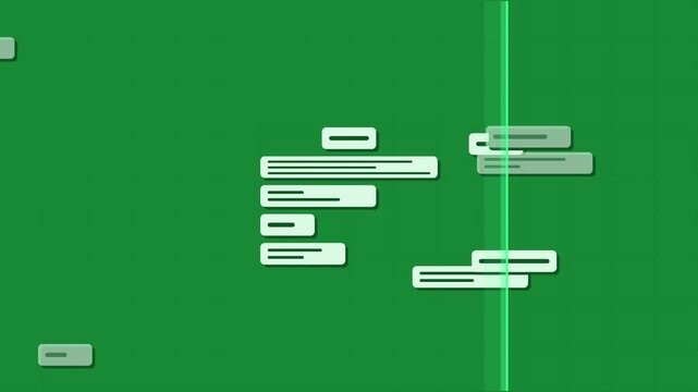 Digital data flow animation with abstract floating ui and scanning grid background, technology
