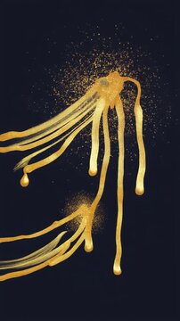 金インクが自ら描く注連縄 新年黒背景リビール動画