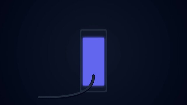 Battery charging icon animation filling up with glowing blue power energy digital progress