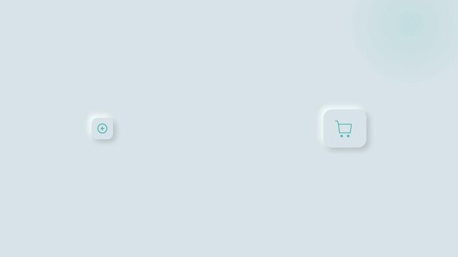 Shopping cart button neomorphic and interactive user interface elements with smooth motion graphics