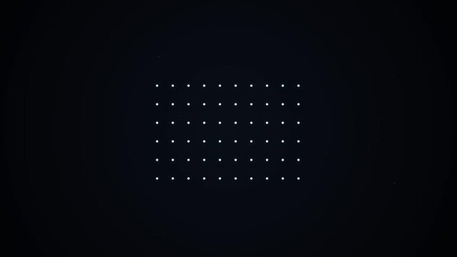 Glowing dots matrix organizing particles into a structured digital grid animation background