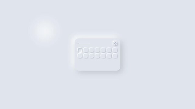 Neumorphic user interface widget with interactive buttons in a 3d digital animation space