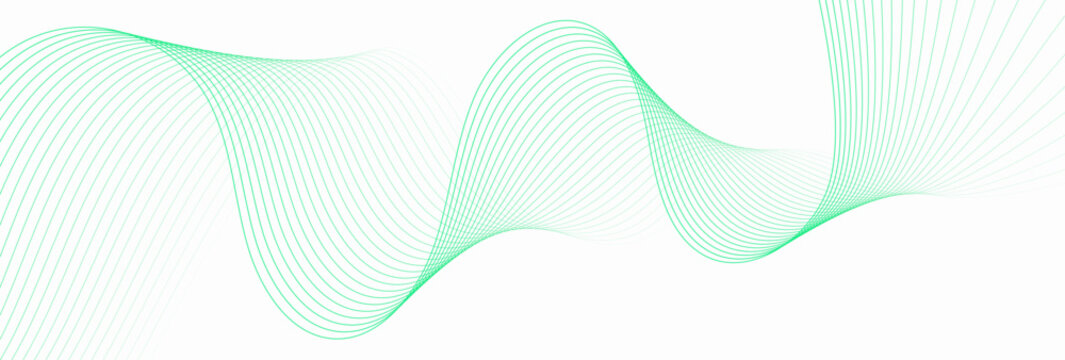 Abstract Green Gradient Fluid Wave Lines Background Light Mint Emerald Curved Line Pattern Modern Elegant Vector Graphic Element for Presentation Tech Business Cover Banner