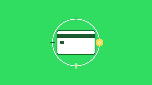 Credit card payment processing animation, secure online transaction concept on green screen finance banking