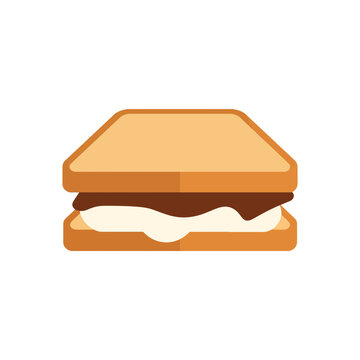 A simple flat vector icon illustration of a tasty peanut butter and jelly sandwich on sliced bread isolated on transparent background, Vector