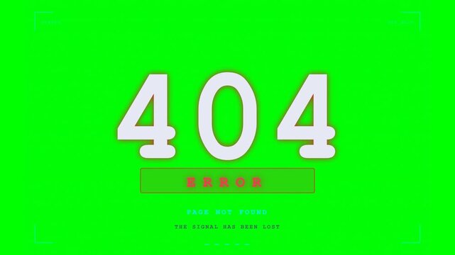 404 Error Page Not Found Screen on Chroma Key Green Background