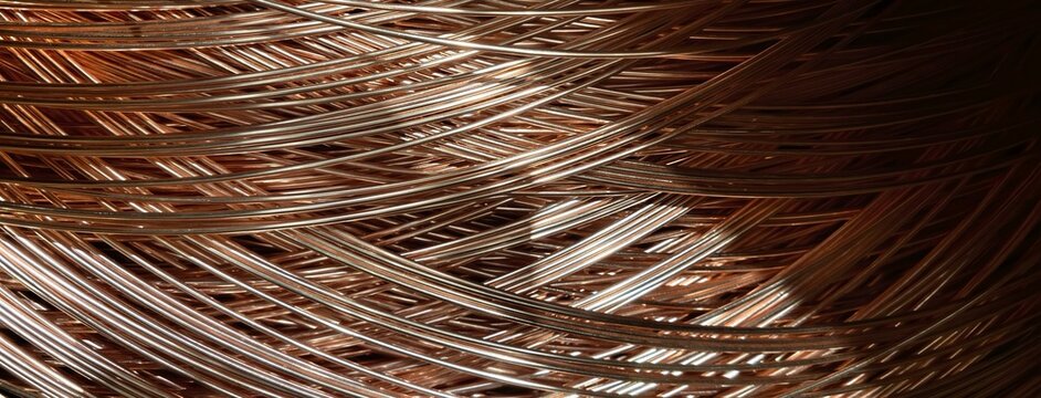Abstract Copper Wire Texture with Curved Lines