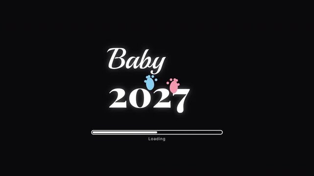 Baby 2027 Newborn Reveal With Blue And Pink Footprints On Black Animation