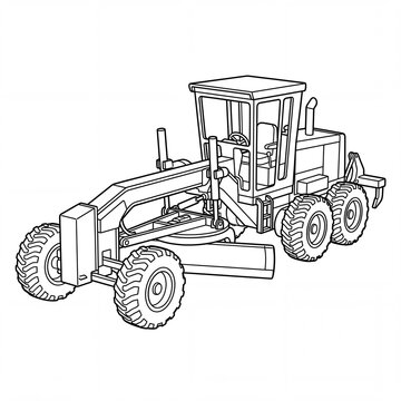 Motor grader heavy construction vehicle coloring page illustration