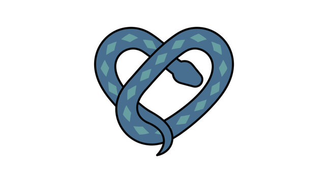 Blue snake coiled in a heart shape icon.