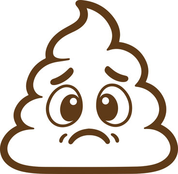 Sad Poop Icon  Unhappy Facial Expression and Funny Bathroom Vector