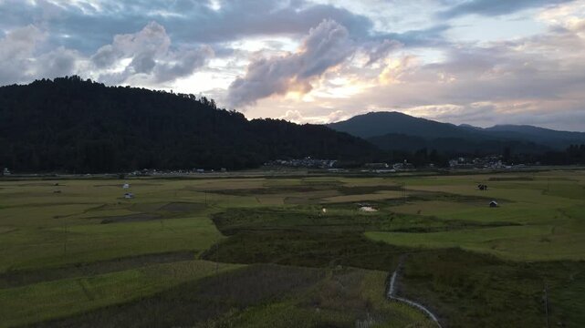 Scenic view of green fields and mountains of Ziro, Arunachal Pradesh