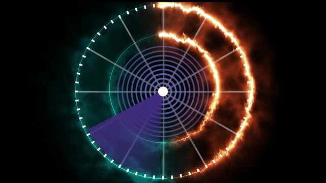 Abstract radar screen concept digital interface. Futuristic radar screen interface digital grid and scanning beam. Radar screen showing scan results, multiple targets detected 