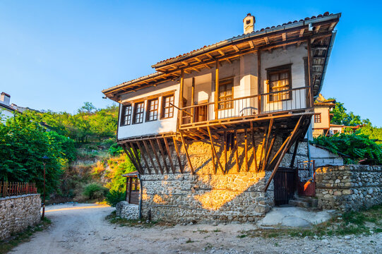 Melnik, Bulgaria. Traditional medieval wooden and stone architecture