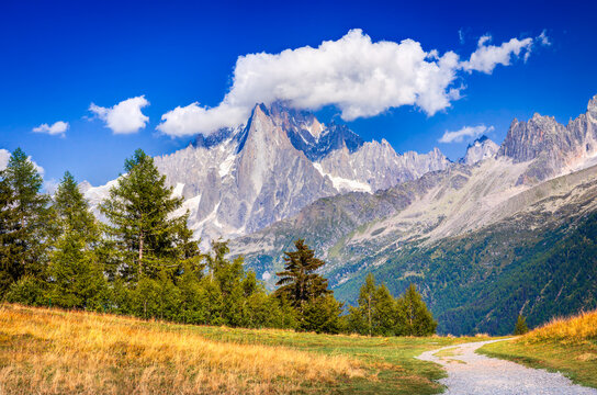 Chamonix, France. Aiguille du Midi mountain in Mont Blanc