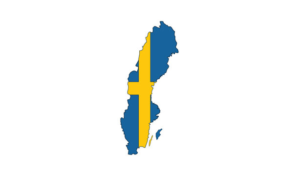 Map of sweden with the national flag pattern vector