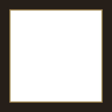 Square border frame with dark outer edge and thin gold inner line design element transparent background