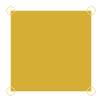 A solid yellow square shape with circular outline handles at each corner on a transparent background transparent background
