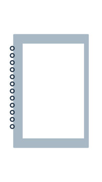 Isolated simple spiral bound notebook icon with white paper page illustration transparent background