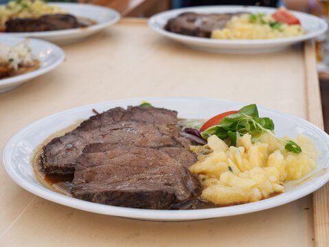 Slow-Cooked Beef Brisket with Creamy Potato Salad