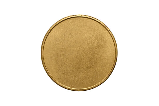Brushed golden coin plaque with a thin double rim