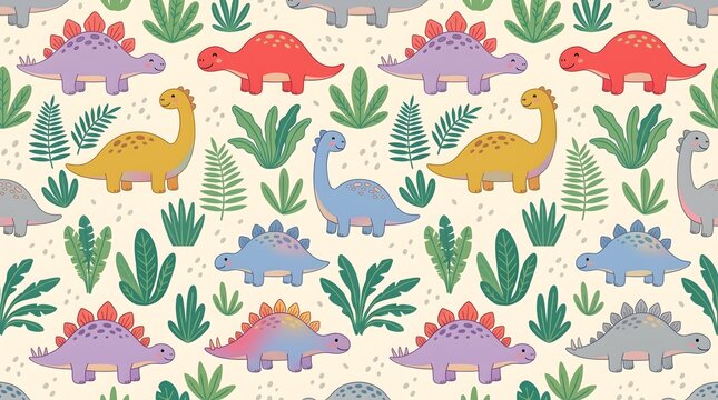 Cute dinosaurs pattern background design
